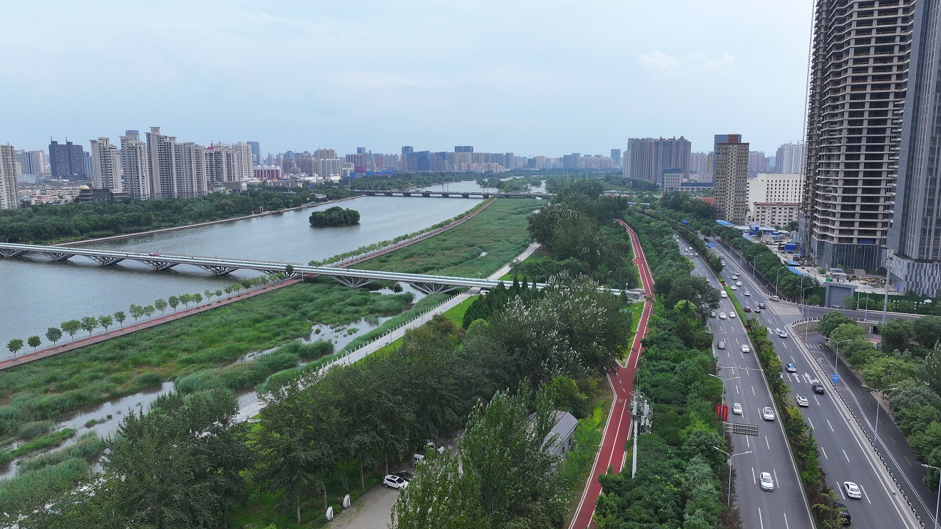 汾河景区自行车道景观绿化